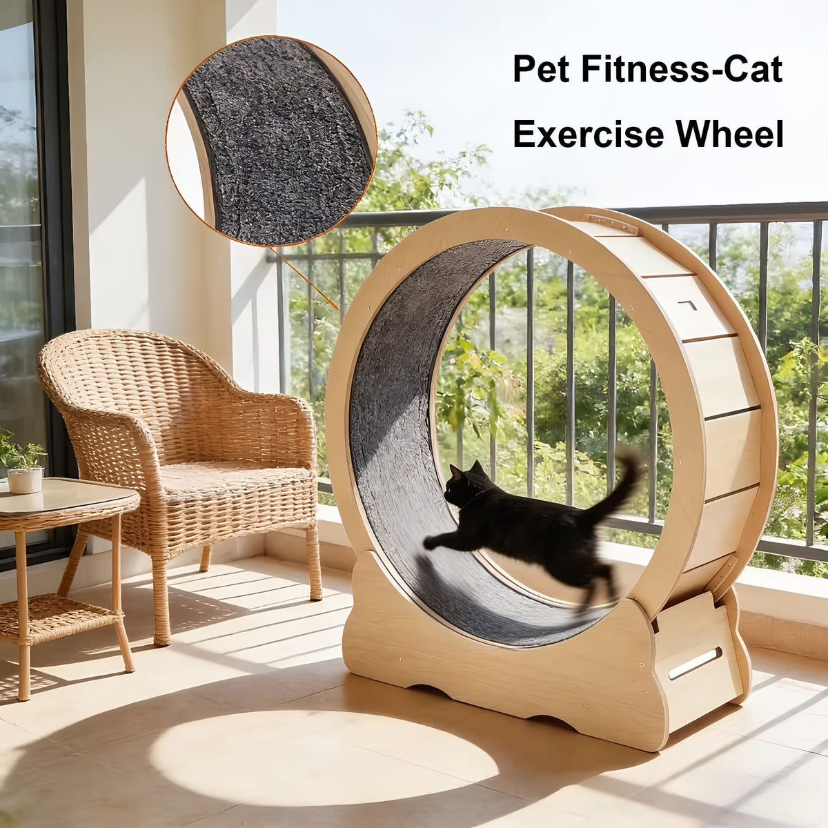 Large Indoor Cat Exercise Wheel with Detachable Carpet