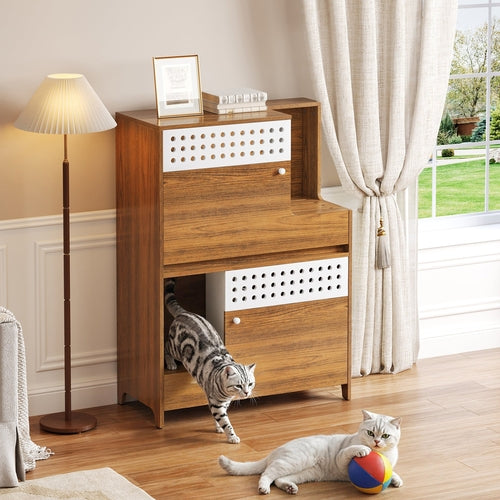 Modern 2-in-1 Cat Litter Box Enclosure Side Table – Hidden Cat House