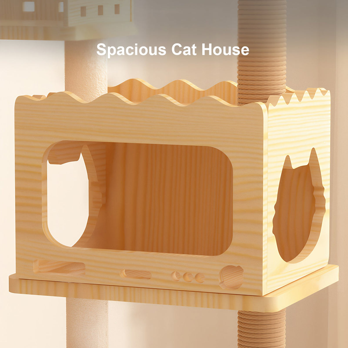 66.9-Inch Modern Wood Cat Tree with Sisal Posts, Acrylic Hammock and