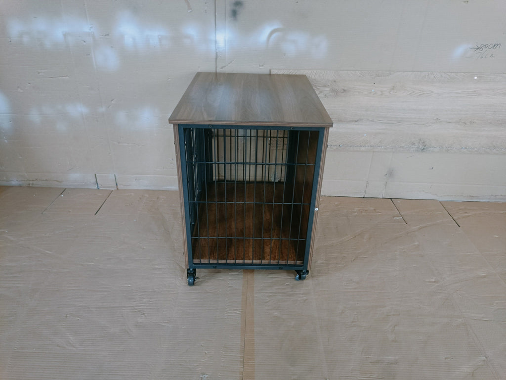 Heavy Duty Wooden Dog Crate Furniture with Wheels– Indoor Pet Kennel