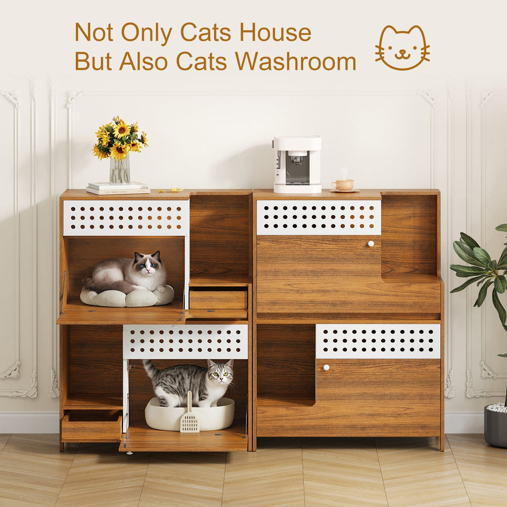 Modern 2-in-1 Cat Litter Box Enclosure Side Table – Hidden Cat House